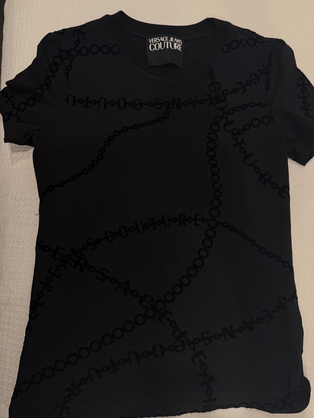 Versace Jeans Collection Black Short-Sleeve Chain-Print Tee